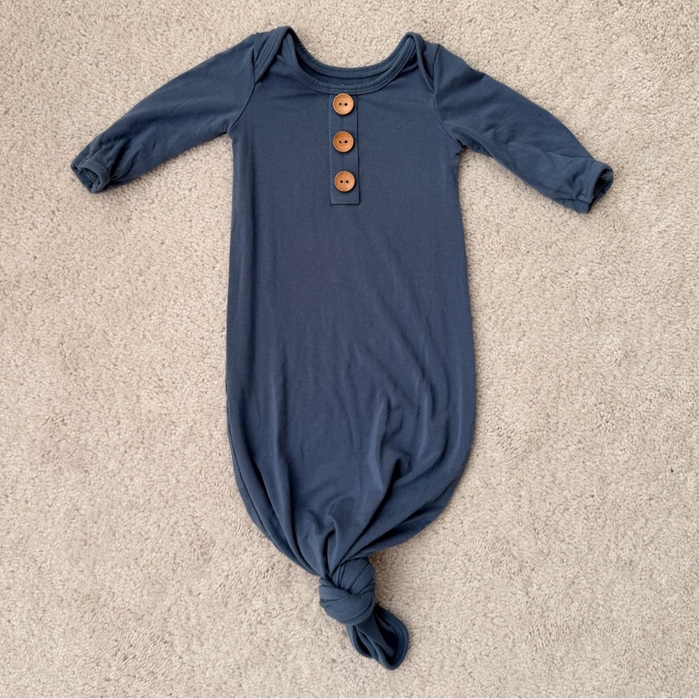 Caden Lane Blue Buttoned Knotted Gown